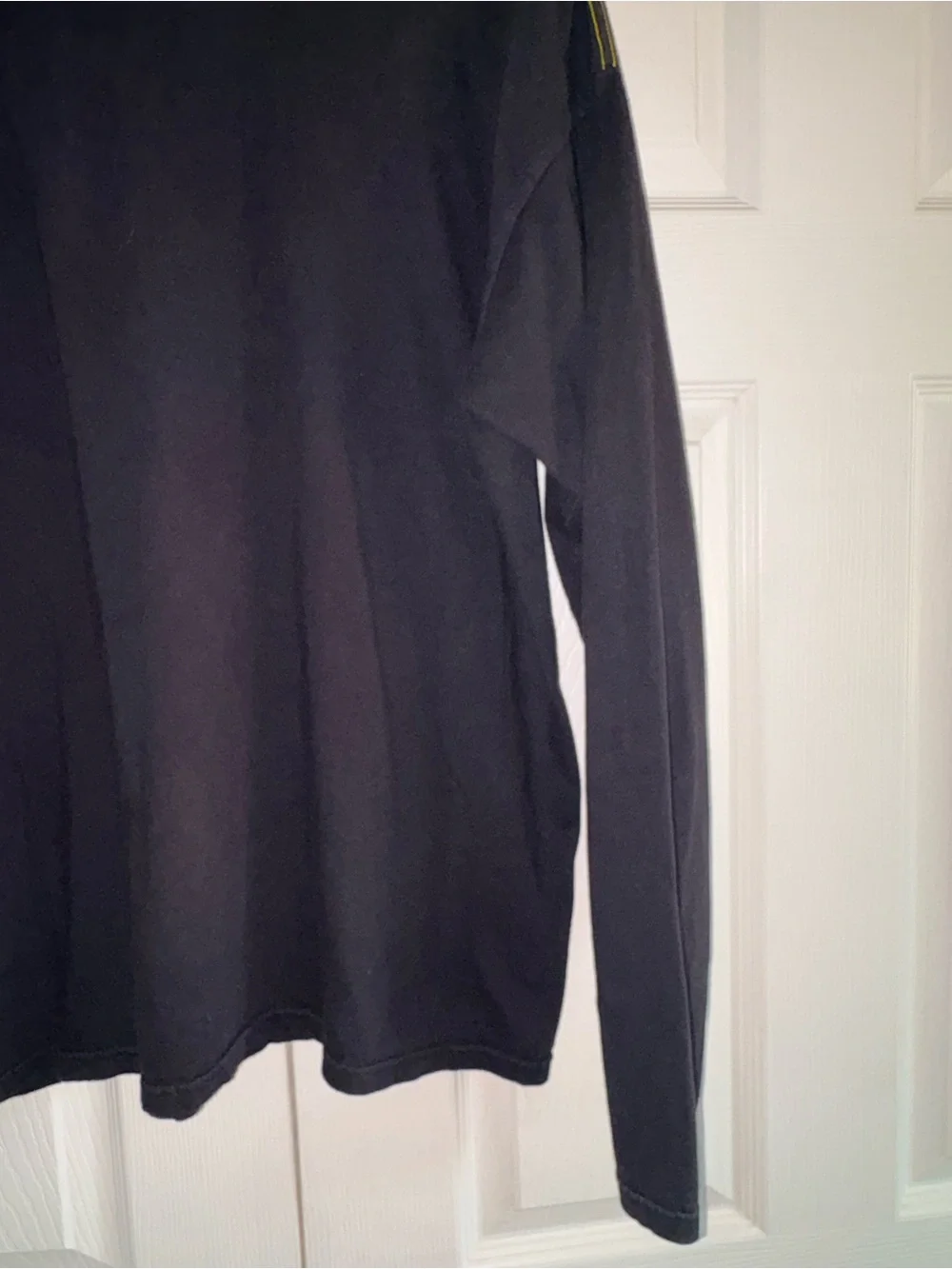 Nike Black Long-Sleeve Tee with Yellow Logo and Sleeve Text
